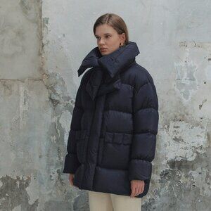 Elborn Salomé Muffler Down Coat (Midnight Navy)